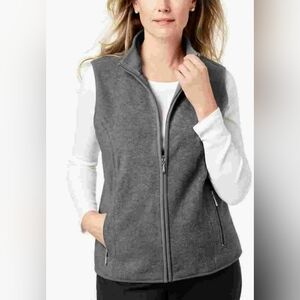 Karen Scott Sport Size L Gray Zip-Up Vest